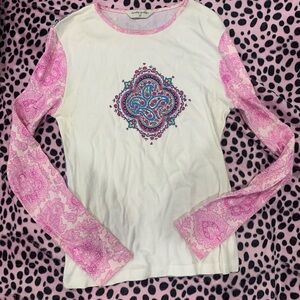 Dorothy Perkins Pink/Cream Paisley Print Long Sleeve Blouse